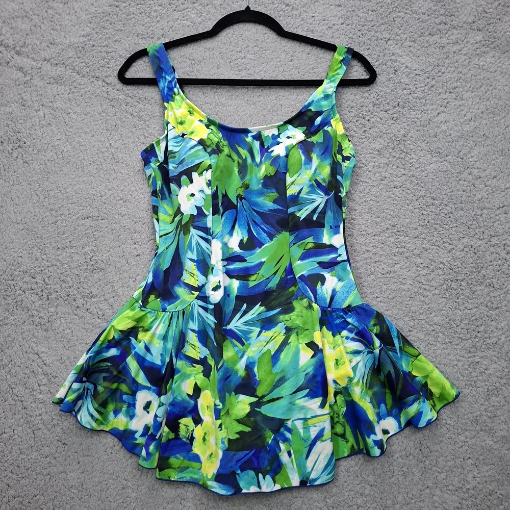 Vintage Rose Marie Reid Swim Dress 14 Play Suit Swimsuit Bathing Suit Watercolor